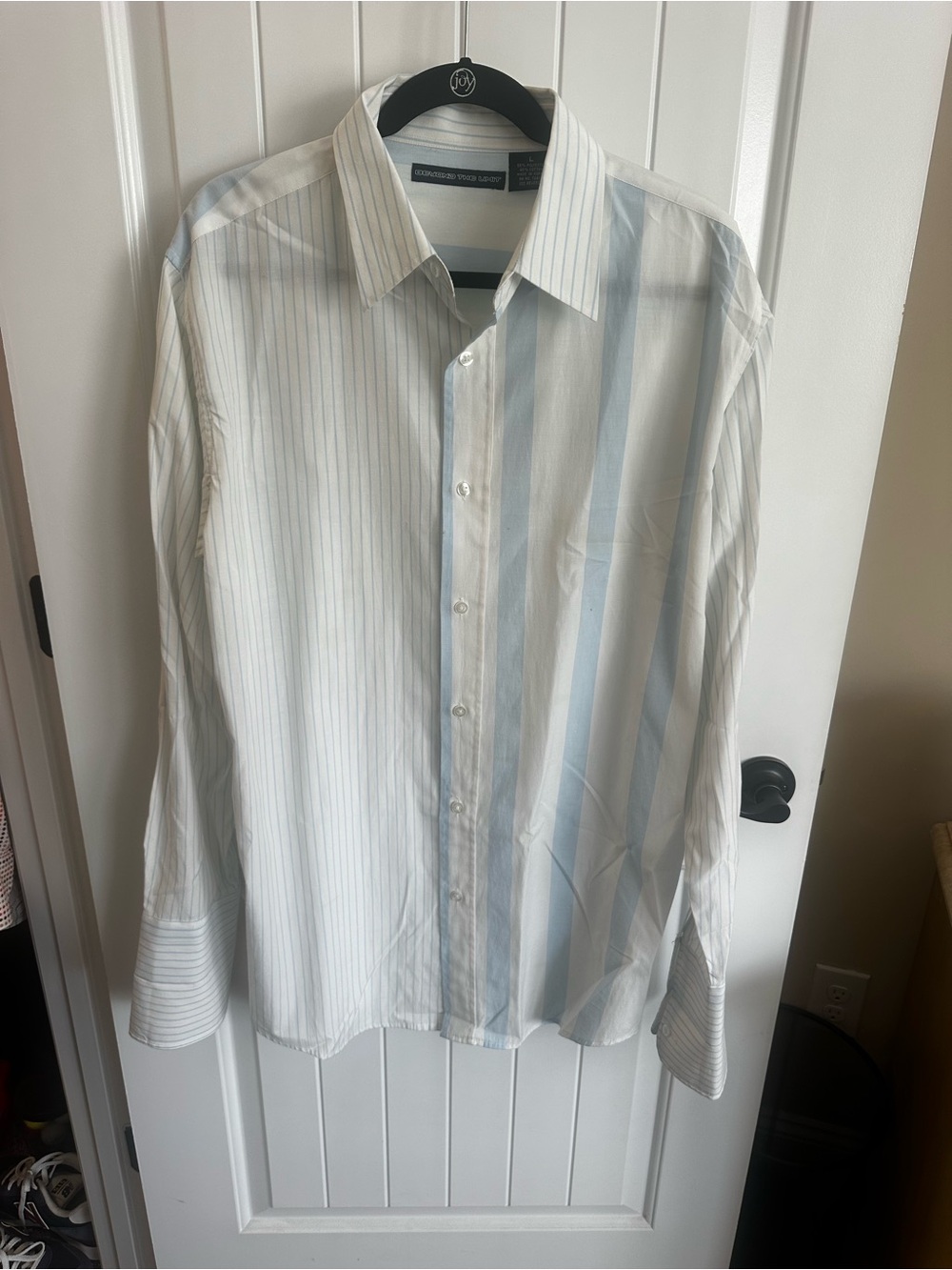 Beyond The Limit White and Light Blue Striped Men's Dress Shirt - Classic Fit